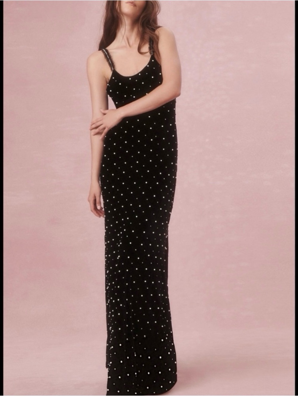 NWT Aspen Rhinestone & Imitation
Pearl Velvet Maxi Dress
LoveShackFancy Size 10
